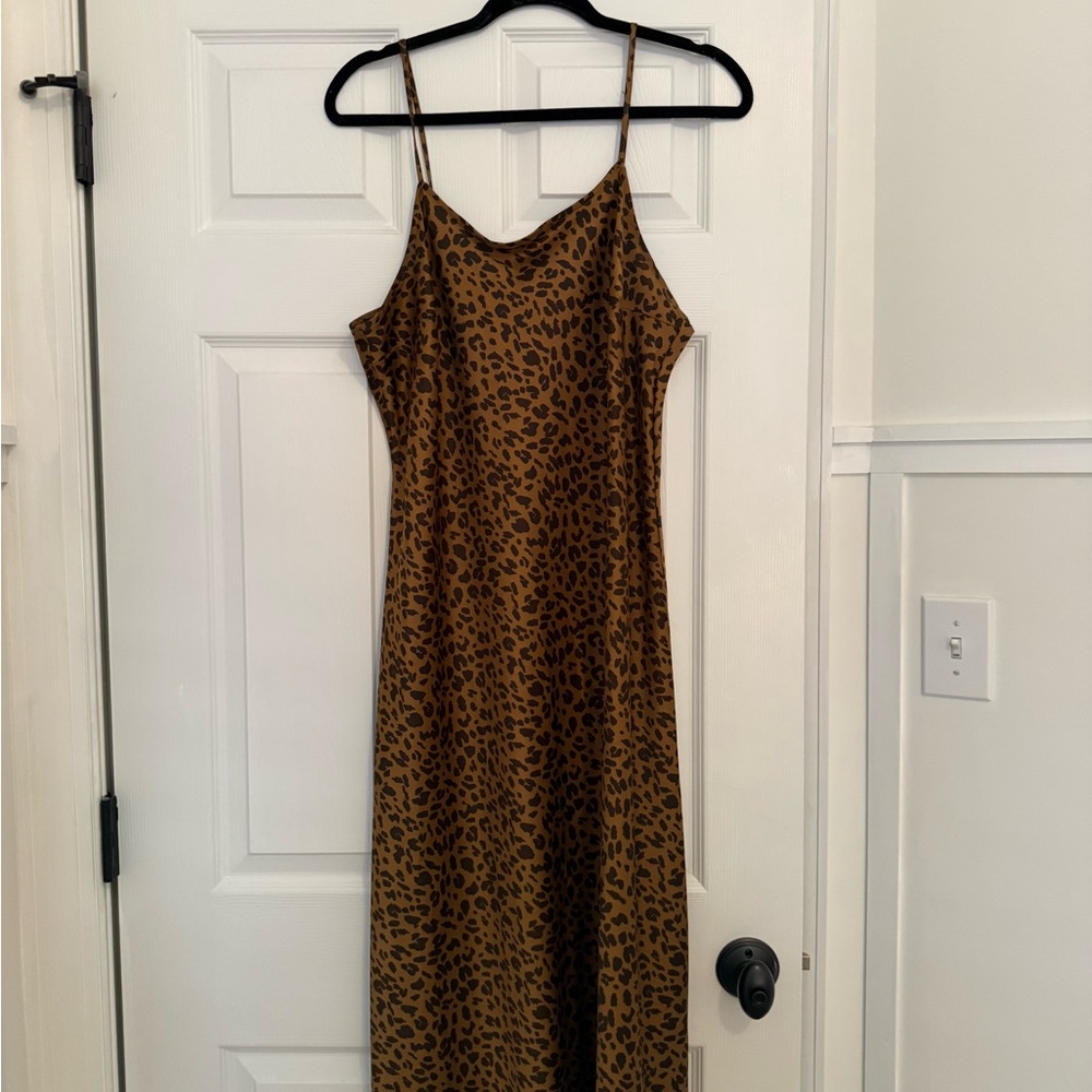 a new day Tan Animal Print Midi Dress
